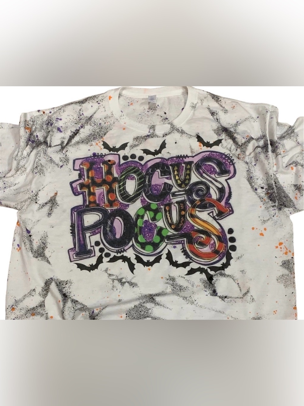 'Hocus Pocus' Shirt with splatter and spray paint size XL